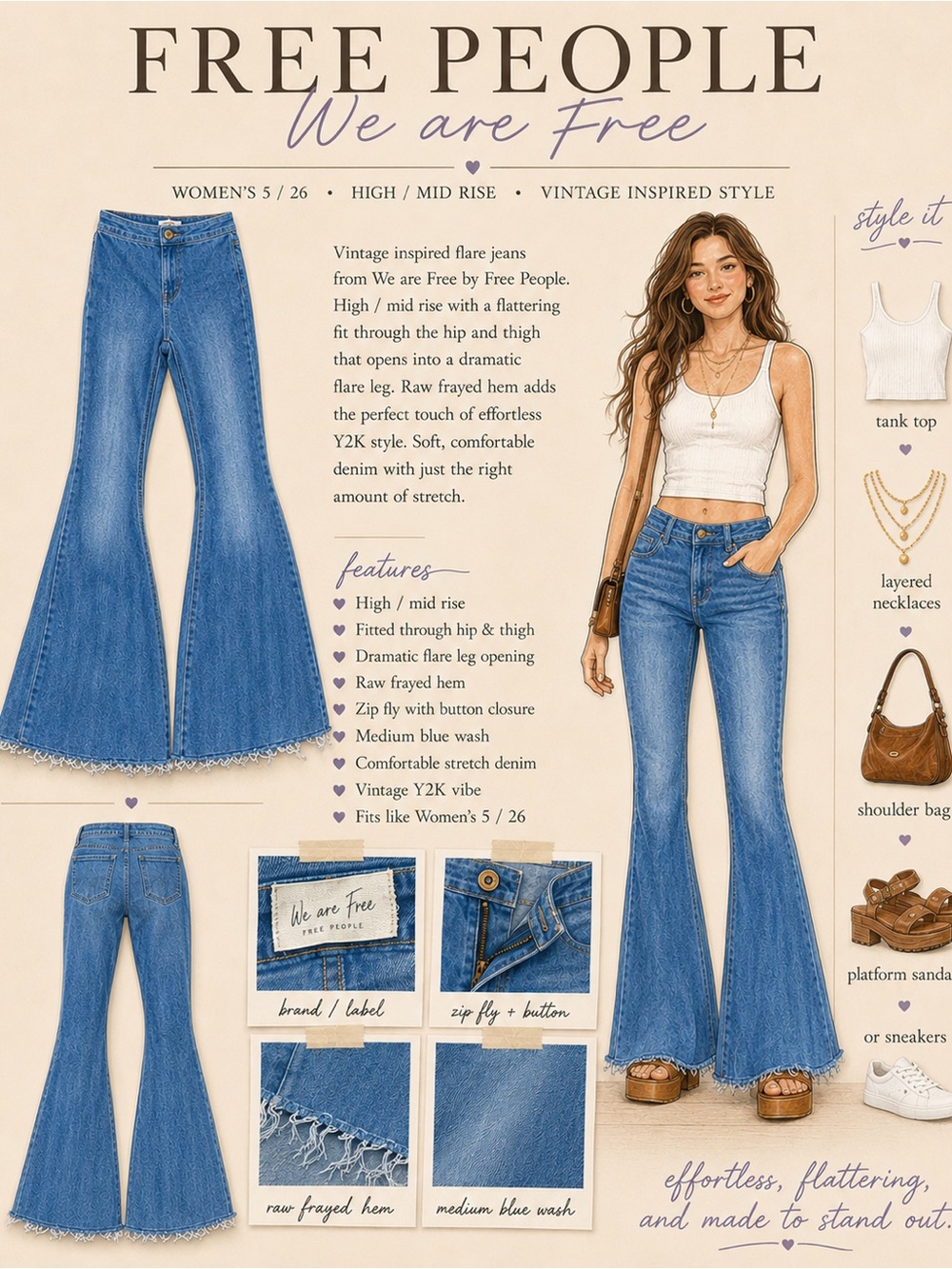 Free People We The Free Just Float On Raw Hem Flare Jeans 25